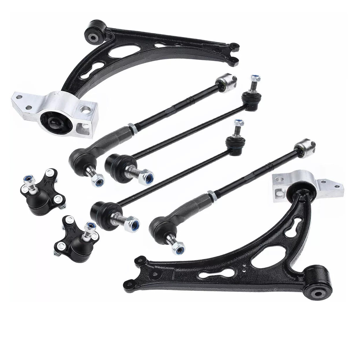 Draagarm set draagarmen voorzijde 10-delig VW Golf V VI, Touran, EOS, Jetta III, Scirocco, Audi A3 8P, Skoda Octavia, Caddy NIEUW