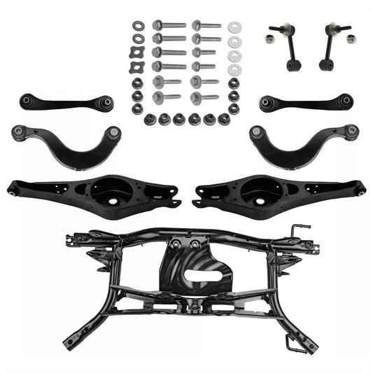 Draagarm set draagarmen + Asdrager achterzijde 10-delig VW Golf V VI, Touran, EOS, Jetta III, Scirocco, Audi A3 8P, Skoda Octavia, Caddy NIEUW