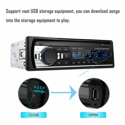 AUTORADIO BLUETOOTH USB SD AUX MP3 4x60W 1DIN ZONDER CD NIEUW